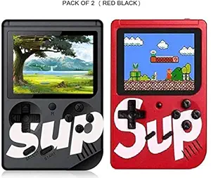 LUCRIA Combo Sup Classic 400-in-1 Digital Video Port Game Console Classic Retro Video Gaming Player Colorful LCD Screen USB Rechargeable Game Best Toy for Kids (Red & Black; Pack Of 2)