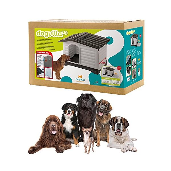 Ferplast DOGVILLA 70 - Cuccia per cani in resina termoplastica con parete ribaltabile, 73 x 59 x 53 cm