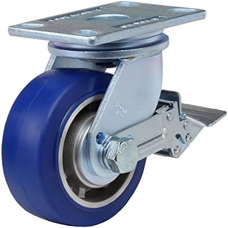 FOOTMASTER GF-150B-SF-MUD-FRN Top Plate Caster, Swivel with Wheel Brake, High Quality MC Nylon Wheel, Dual HD Precision Bearing, 1750 lbs Capacity, 6 x 2-1/2” Wheel, 7-1/2” Mounting Height, 6-1/4” Plate Length, 4-1/2” Plate Width