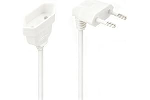 MejaRizon 90 Grad Verlängerungskabel Flach, Verlängerungskabel mit Flachstecker, Verlängerungskabel Kurz Typ-C-Stecker Eurostecker auf Typ-C Euro für Bildschirm, Lampe, Haushaltsgeräte(Weiß)