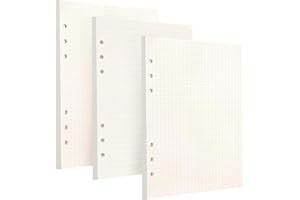 HIBMISY 3 Confezioni Ricarica A5 - 6 Fori Inserti di Carta 180 Fogli/360 Pagine per Raccoglitore Ad Anelli, Agende, Planner, Diari (Righe+Puntinati+Quadretti)