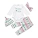 Produktbild Baby Strampler-Set Longra Baby Mädchen Jungen Brief Strampler Deers Hosen 4 Stücke Set Weihnachten Outfit Baby Kleidung (70CM 3Monate, White)