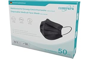 EUROPAPA® 50x noir médical type IIR norme EN 14683 masques faciaux certifiés masques chirurgicaux masque facial 3 couches masque jetable BFE ≥ 98%