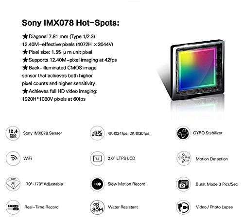 QUMOX SJ5000X Elite 2K 4K 30fps 720p 120fps NTK96660 12M Exmor IMX078cqk Sensor Gyro-Action-Kamera WiFi HD Sports DV Schwarz - 3