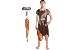 AYBUY Kids Caveman Costume, Stone Age Themed Wild Cave Girls Outfit, Halloween Cosplay Fancy Dress