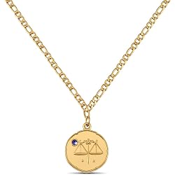Collier Chaîne Zodiaque Or 18 Carats - Pendentif Signe Astrologique Femme - Acier Inoxydable Résistant à L'Eau