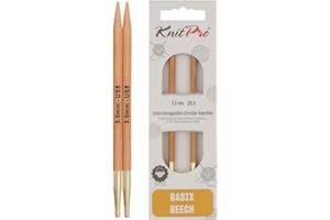 KnitPro Basix Aiguilles à Tricoter circulaires interchangeables, Bouleau, Multicolore, 11.6 x 0.5 x 0.5 cm