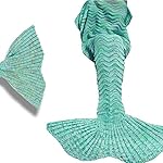 Couverture sirene adulte Cadeau Fête des Mères, ZSZT Canapé lit Salon Lit Couverture en Air état, chaud, fait main Couverture tricotée pour toutes les raisons, 75 x 35 pouce ( Vert )