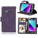 Produktbild Samsung Galaxy J1 Mini Prime Hülle, Galaxy J1 Mini Prime Handyhüle, Alfort Retro Matte Einfarbige Farbe Prämie PU Ledertasche Multifunktional Lederhülle Tasche Wallet Case Cover Schutzhülle für Samsung Galaxy J1 Mini Prime Smartphone 4.0" mit 3 Kartensteckplatz / Foto-Slot und Standfunktion ( Lila )