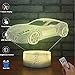 Produktbild 3D visuelle Lampe optische Täuschung LED Nachtlicht, erstaunliche 7 Farben Car Form berührungsempfindliche Schalter Lampen mit Acryl flach, USB-Gebühr für Inneneinrichtungen (Auto2)
