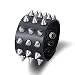 Produktbild FushoP Metal Spike Verzierte Punk Rock Biker Wide Strap Echtes Leder Armband Unisex (Schwarz)