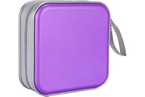 WEDHAPY Cd Storage Cd Holder Cd Case Holder DVD Cases Cd Holder Cd Case Wallet DVD Binder DVD Organizer Storage Bag Album Hard Plastic 40 Capacity Portable Purple