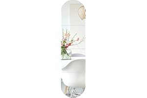 ‎TSKDKIT TSKDKIT 4 Stück HD Wandspiegel Selbstklebender, Glasspiegel 120x30cm Bogen Ganzkörperspiegel zum Kleben Dekorative Wandspiegel Groß für Gäste WC, Badzimmer, Ankleidezimmer, Wohnzimmer, Schlafzimmer