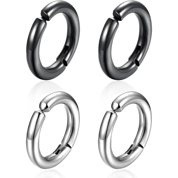 4 Paires Boucles D'Oreille Clip GGUFAY - Non-Piercing Pour Hommes Et Femmes - Acier Inoxydable
