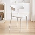 Hanaiette Modern Mid Century Premium Plastic Chair,Curved Back Dining Chairs For Kitchen Garden Lounge Meeting Room,1PCS (White)