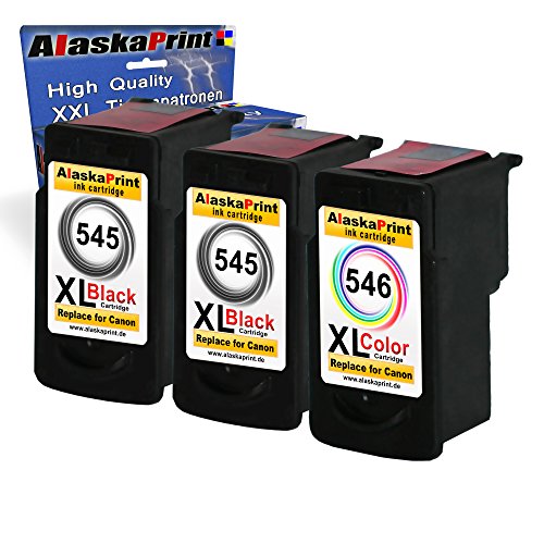 3er Set Drucker Tinten Patronen Kompatibel für Canon 2x PG-545 XL + 1x CL-546 XL IP 2850 MG 2550 MG 2500 Series MG 2450 MG 2400 Series MG 2950 MG 2455 MG 2555 IP 2800 Series MG 2900 Series