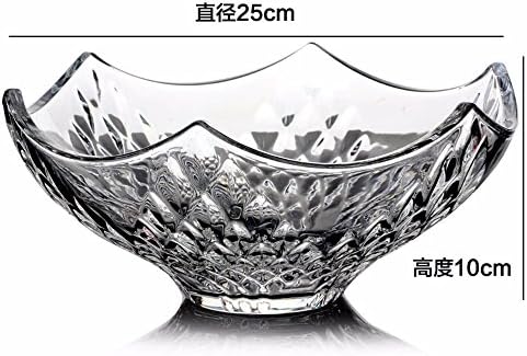 LOSTRYY Glass round fruit façade transparent creative modern European fruit plate large living room dish tableware, transparent color