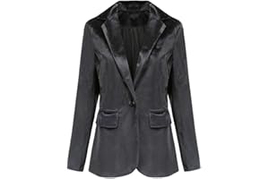 Tomwell Femme Élégant Blazer en Velours à Manches Longues Slim Fit Un Bouton OL Bureau Affaires Veste De Costume Devant Ouvert Manteau Cardigan Blouson Jacket