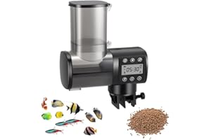 HUUPPHIP Automatic Fish Feeder, 500ml Auto Fish Food Dispenser with Timer, Aquarium Tank Auto Feeder with LCD Display for Weekend Holiday Vacation, Battery Not Included