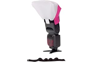 LumiQuest Ultrasoft Frosted Light Diffuser, Compact Light Modifier with UltraStrap Bundle, Universal Classic Design for External Camera Flashes, Neon Pink