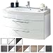 Produktbild e-combuy Möbel Waschtisch Belum Weiß (Waschbecken mit Waschbeckenunterschrank) Breite ca. 100 cm, für Gäste-WC, Form recht-eckig, hängend, Front leicht geschwungen, 2 Schubladen breit, Hochglanz