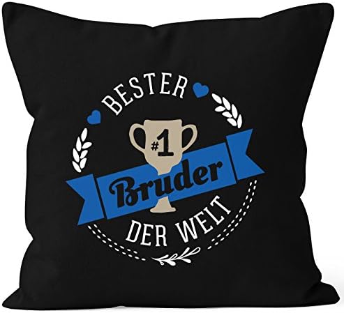 Pillow Cover The World Gift for Cotton Moon Works®, Bruder schwarz, 40 cm x 40 cm
