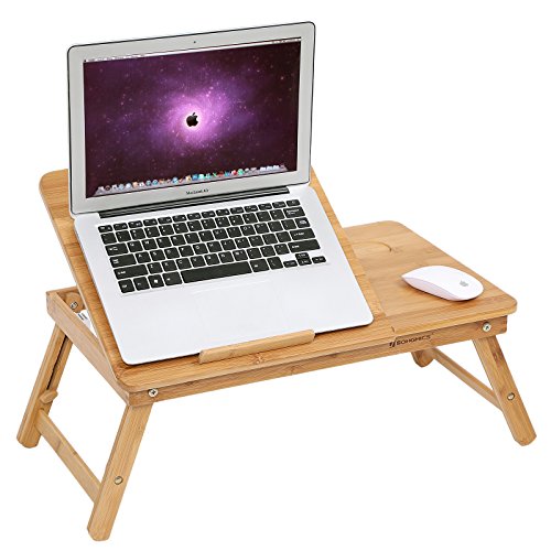 Songmics Neu Laptoptisch Betttisch Notebooktisch Notebook Lese Tisch aus Bambus mit Kühler 55 x 35 cm LLD003 - 3