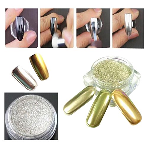Fulltime(TM) 2 Box Gold Sliver Nail Glitter Powder Shinning Nail Mirror Powder Makeup Art DIY Chrome Pigment