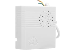 DIOCHE Timbre con cable de 12 V CC, kit de timbre con cable de 4 núcleos, timbre para colgar en la pared, transformador, cable y clips, carcasa de alta calidad, fácil de instalar