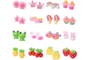TOFBS 16 Paia Orecchini a Clip Bambina Principessa Gioielli, Fiore Stella Arcobaleno Fragola Rana Corona Orecchini con Clip Senza Piercing Set di Gioielli per Ragazze per Bambini