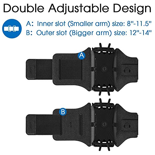 VUP Fascia da Braccio Sportiva EUGO Universale per Galaxy S8/S7/S7 Edge/S6/S6 Edge/Edge+, iPhone X, 8,8 Plus, 7, 7 Plus,6s/6, 6s Plus/6 Plus ed Smartphone Uguale o Inferiore a 6