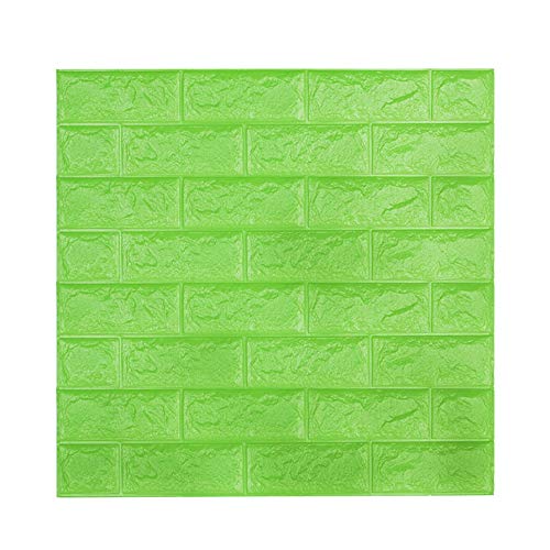 Carta da Parati Mattoni Bianco 3D, Kasliny parete smontabile e bastone adesivo per parete in PE a schiuma per ufficio di casa di soggiorno (bianca mattone 5 pezzo) (5 pezzi mattoni Verde)