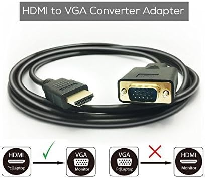 HDMI to VGA Cable,Goodlucking 6ft/1.8m HDMI Male to VGA Male D-SUB 15 Pin M/M Connector Cable, HDMI to VGA one-way transmission cable (No Signal Conversion Function)