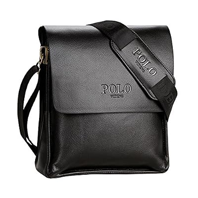 MissFox Homme PU Cuir Sac à Bandoulière Réglable Pour le Bureau Noir Grand