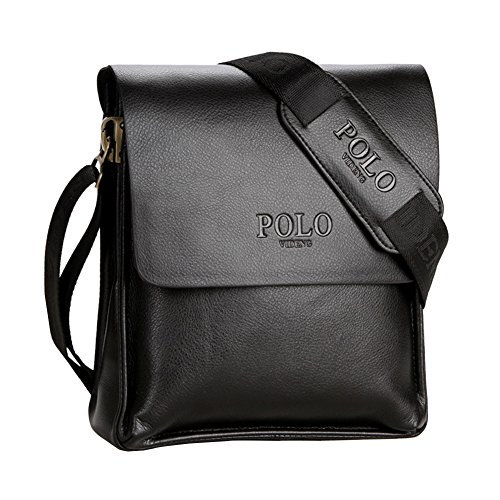 MissFox Para Hombre Del Bolso Color Sólido Cuerpo Bolso de la Cartera Vendimia de la oficina de los Hombres de Negocios Negro Grande