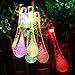 Produktbild XGUO 30er LED Solar Lichterkette Garten Außen Warmweiß Wassertropfen 6 Meter, Solar Beleuchtung für Party, Weihnachten, Outdoor, Fest Deko usw(Colorful)