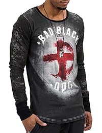 trueprodigy Casual Hombre marca Camiseta Manga Larga estampado ropa retro vintage rock vestir moda cuello redondo manga larga slim fit designer cool urban fashion shirt color negro 1073172-2999