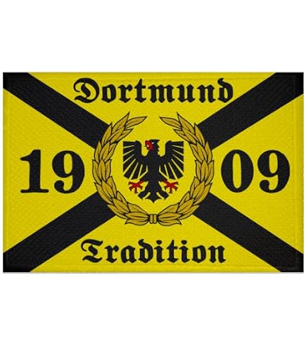 Tischflagge Borussia Dortmund – BVB Adler Wappen Fahne, 10x15 Cm, Masthöhe Ca. 30 Cm, 100% Polyester