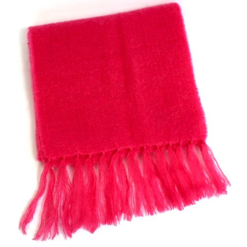 Luxury Mohair Scarf. 200cm x 25cm. Made in Ireland. Red.