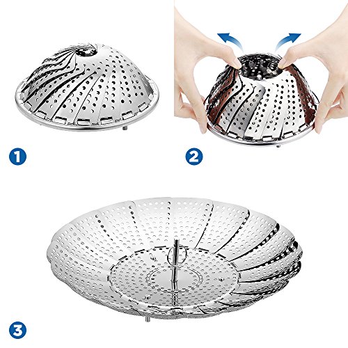 Ecooe Edelstahl Dampfgarer Einstellbar Dünsteinsatz (15.5cm-27cm) Dämpfeinsatz für Kochtöpfe - 5