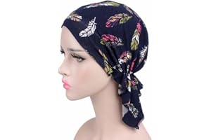 ANICEMOON Samidy Women Cotton Bandana Scarf Pre Tied Chemo Hat Beanie Turban Headwear For Cancer Patients Ladies Turbante (Deep blue)