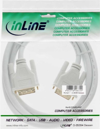 InLine 17775W DVI-D Kabel (digital 24+1 Stecker Dual Link, 5m) weiß/gold - 2