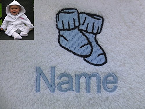 Baby Bath Robe with a Booties Logo and Name of your choice. 0-9 months, 450gsm