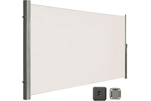 LARMNEE 190 x 450 cm (H x L) Store latéral, Brise-Vue Rétractable pour Jardin, Balcon, Terrasse, Auvent Latéral, Pare-Soleil, Beige EBE1945BP02