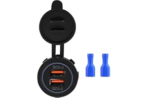 TBEST Gniazdo zapalniczki samochodowej, podwójne gniazdo zapalniczki samochodowej QC3.0 szybkie ładowanie podwójne gniazdo ładowarki USB zamiennik zasilania do samochodu motocyklowego łodzi 12/24 V