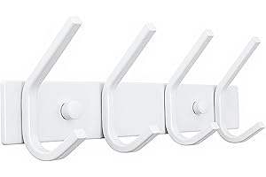 JOLY FANG Wieszak ścienny na płaszcze, wieszaki na drzwi płaszcze ze stali nierdzewnej wieszak ścienny do sypialni, łazienki, kuchni (biały, 4-haczyk)