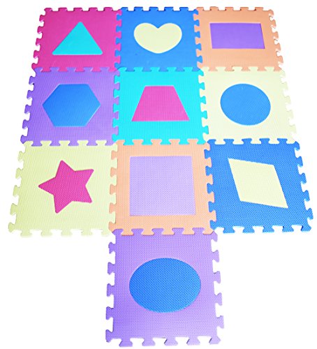 TLCmat® Soft Foam Play Mat Puzzle Jigsaw With Geometric Shape and Colour Pop-Out