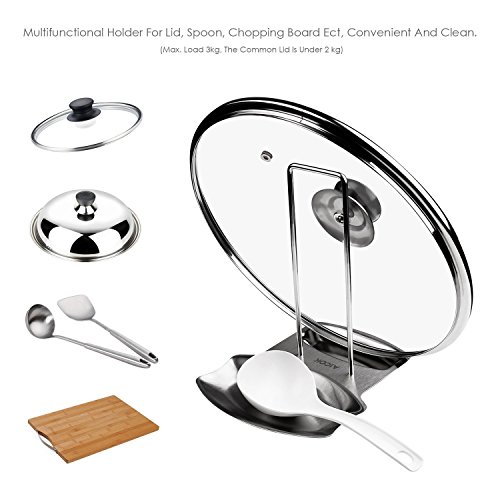 Aicok Deckelhalter, Multifunktionaler Halter für Deckel und Löffel, Topfdeckelhalter und Löffelablage aus Edelstahl - 5