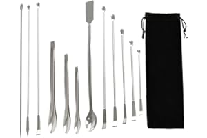 FOROREH 12pcs Spatole in Acciaio Inossidabile Cucchiaio Spatola per Polveri,Cucchiaio Spatola Laboratorio,Cucchiai in Acciaio Inossidabile,Spatola di Miscelazione,Cucchiai da Laboratorio
