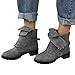 Produktbild BHYDRY Schuhe Damen Ankle Booties Ritter MäDchen StraßE PersöNlichkeit Trendy Schnalle Volltonfarbe Martin Stiefel Niedrig Keil Flache Schuhe(36 EU,Grau)